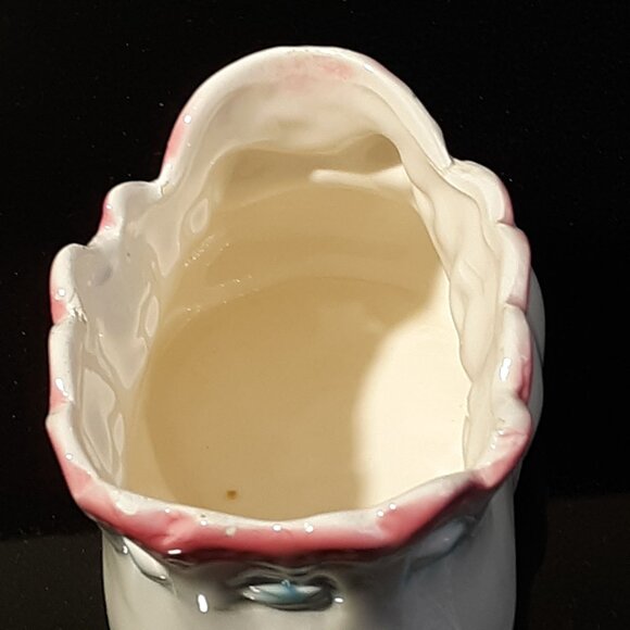 Vintage Lefton Blue Bow Baby Bootie Planter Shower Birth Christening - Picture 6 of 10